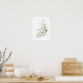 Poster Aquarelle Florale Peacock Botanique Illustration (Cuisine)