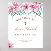 Poster Aquarelle florale rose Symbole de bienvenue (Devant)