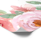 Poster Aquarelle Florale Rouge-Bourgogne Rose pour Tout É (Coin)