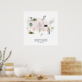 Poster Aquarelle Floride USA Destination Wedding Welcome (Cuisine)