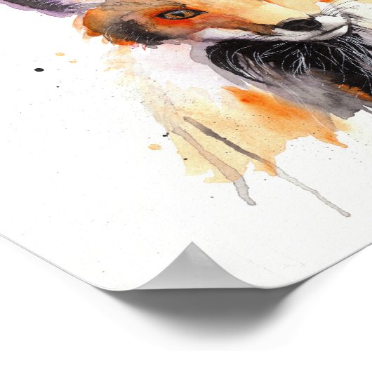 Poster aquarelle fox (Coin)