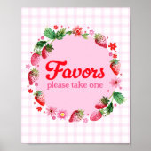 Poster Aquarelle fraise fête d'anniversaire Favoriser (Devant)