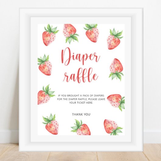 Poster Aquarelle fraise - tombola de couche