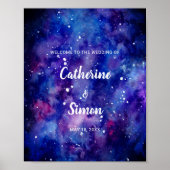 Poster Aquarelle Galaxy Accueil Mariage Lettrage main (Devant)