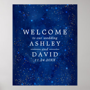 Poster Aquarelle Galaxy Étoiles cosmiques Mariage Bienven