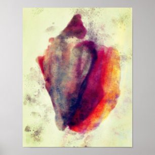 Poster Aquarelle Gastropod Burgundy Gold Snail Shell