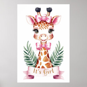 Poster Aquarelle girafe animal sauvage C'est la fille#3