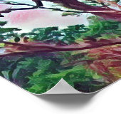 Poster Aquarelle Giraffe en rouge orange et vert (Coin)