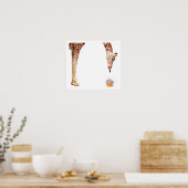 Poster Aquarelle Giraffe "Licker avec Cupcake" (Cuisine)