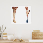 Poster Aquarelle Giraffe "Licker avec pingouin" (Cuisine)