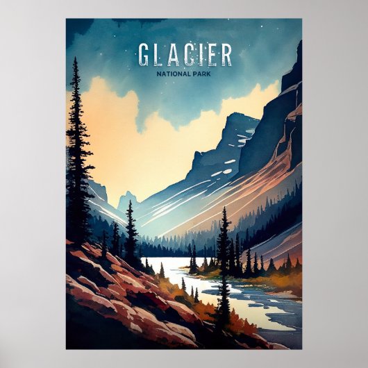 Poster Aquarelle Glacier (Devant)