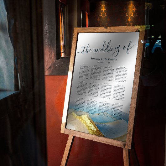 Poster Aquarelle Golden Mountains Mariage Seize Chart