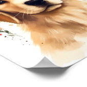 Poster Aquarelle Golden Retriever adorable chien (Coin)