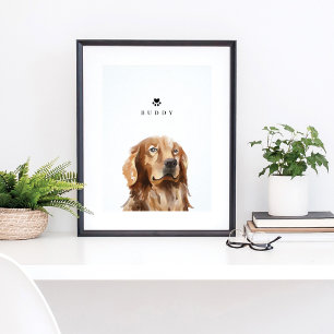 Poster Aquarelle Golden Retriever Illustration Nom du chi