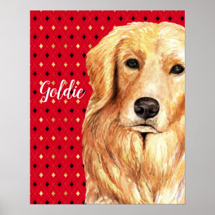 Poster Aquarelle Golden Retriever personnalisée