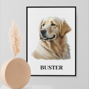 Poster Aquarelle Golden RetrieverPortrait Personnalisé