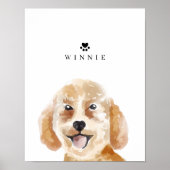 Poster Aquarelle Goldendoodle Illustration Nom du chien (Devant)