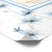 Poster Aquarelle gracieuse Pastel Bleu Or Plat (Coin)