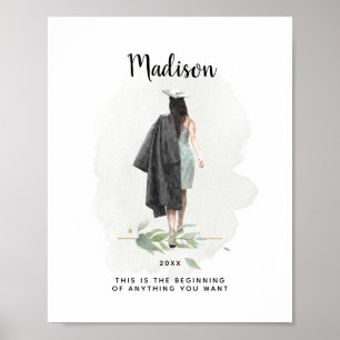 Poster Aquarelle Graduation Girl Citation Inspirationnell