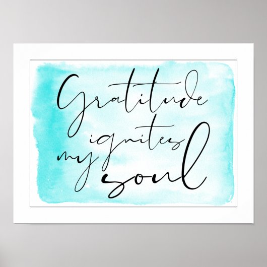 Poster Aquarelle Gratitude moderne Turquoise (Devant)