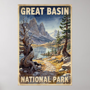 Poster Aquarelle Great Basin National Park Rétro
