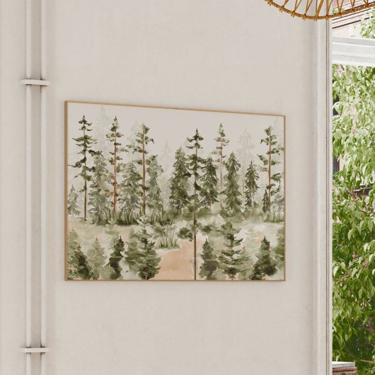Poster Aquarelle Green Forest Wall Art