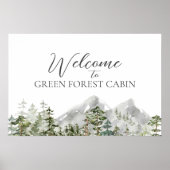 Poster Aquarelle Green Pine Forest Bienvenue (Devant)