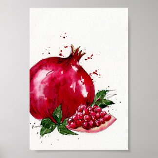 Poster Aquarelle grenade art cuisine