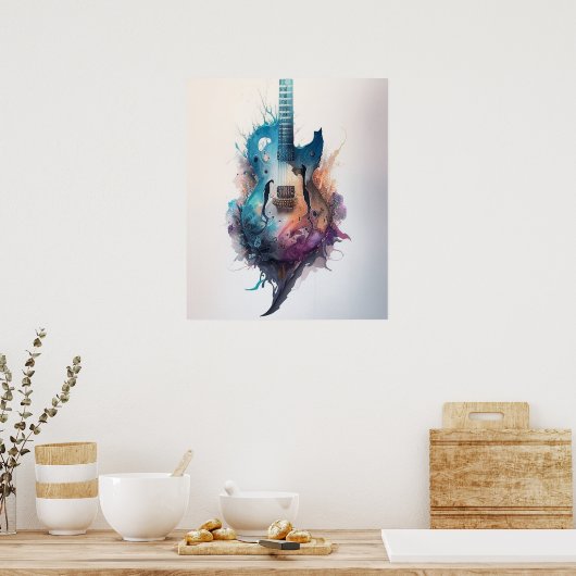 Poster aquarelle Guitare (Cuisine)