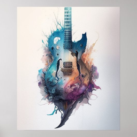 Poster aquarelle Guitare (Devant)