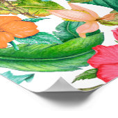 Poster Aquarelle hawaïenne tropicale Hibiscus Floral (Coin)