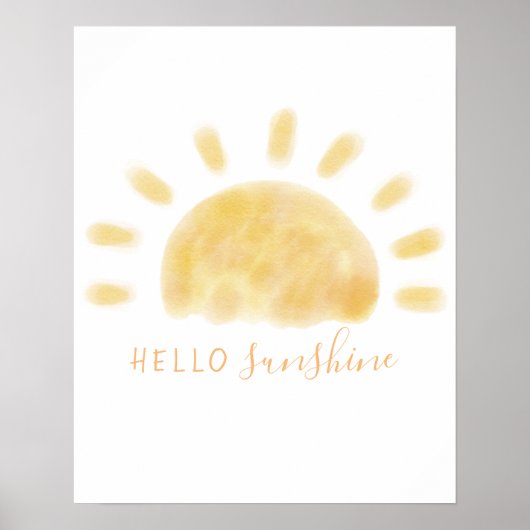 Poster Aquarelle "Hello Sunshine" Sun Wall Art (Devant)