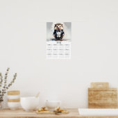 Poster Aquarelle Hérisson Tux Bow Cravate 2025 Calendrier (Cuisine)