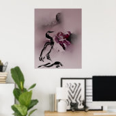 Poster Aquarelle Heron Oiseaux Montagnes peinture Paysage (Bureau à domicile)