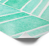 Poster Aquarelle Herringbone Aqua Motif Carré Turquoise (Coin)