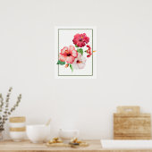 Poster Aquarelle Hibiscus Fleurs tropicales (Cuisine)