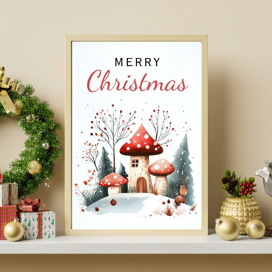 Poster Aquarelle hiver Bois Joyeux Noël
