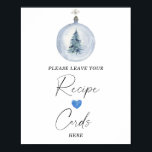 Poster Aquarelle hiver bullez votre carte de recette ici<br><div class="desc">Douche nuptiale Un sapin de Noël dans les couilles du Nouvel An. Éléments correspondants disponibles.</div>