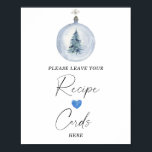 Poster Aquarelle hiver bullez votre carte de recette ici<br><div class="desc">Douche nuptiale Un sapin de Noël dans les couilles du Nouvel An. Éléments correspondants disponibles.</div>