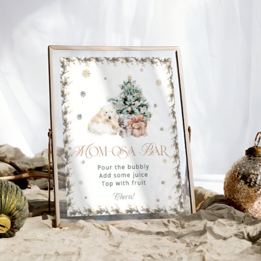 Poster Aquarelle Hiver mignon Ours Polaire Maman-Osa Bar