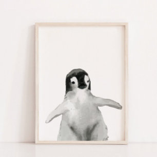 Poster Aquarelle hiver Penguin Garçons Filles Décor de pé
