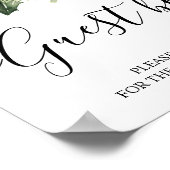 Poster Aquarelle Hiver Pin vert Arbre et Fleurs blanches (Coin)