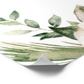 Poster Aquarelle Hiver Pin vert Arbre et Fleurs blanches (Coin)