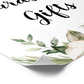 Poster Aquarelle Hiver Pin vert Arbre et Fleurs blanches (Coin)