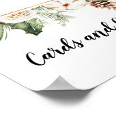 Poster Aquarelle Hiver Pin vert Arbre et Fleurs blanches (Coin)