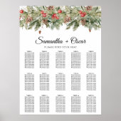 Poster Aquarelle Hiver Pine verte Arbre et Pine Cône Pos (Devant)