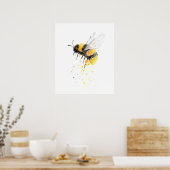 Poster Aquarelle Honey Bee Print (Cuisine)