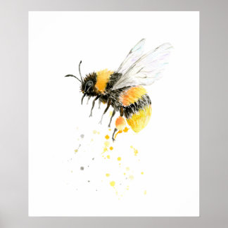 Poster Aquarelle Honey Bee Print
