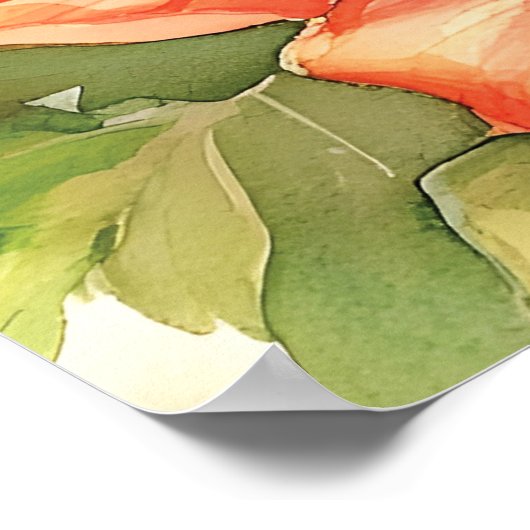 Poster Aquarelle Hummingbird and Flowers Design (Coin)