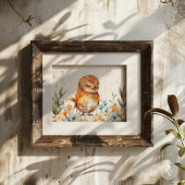 Poster Aquarelle Illustration Oiseau Champ floral rustiqu